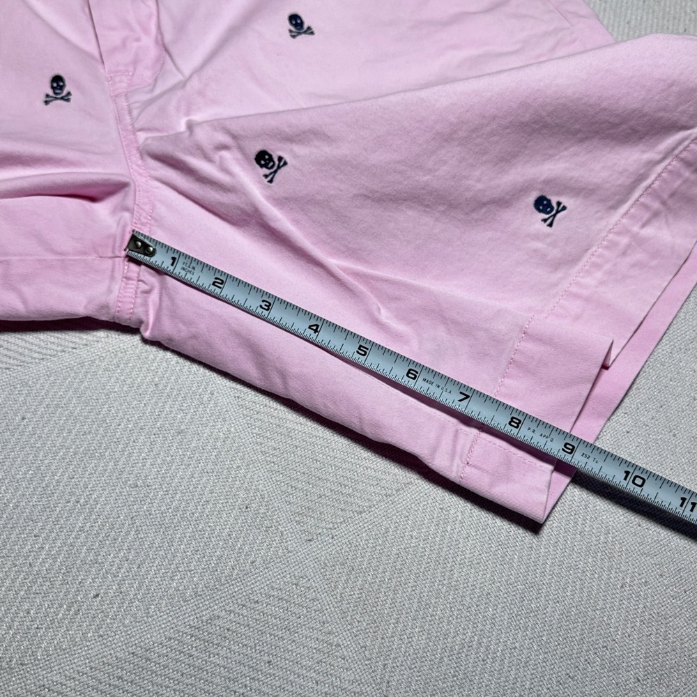 Polo Ralph Lauren Chino Shorts Men 35 Cotton Twill Stretch Skull Crossbones Pink - Picture 10 of 12